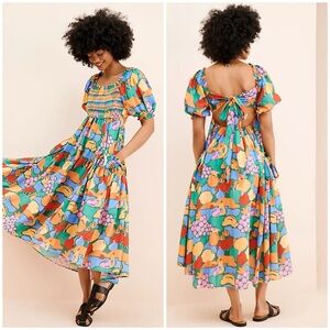 FARM Rio Fruit Landscape Cotton Blend Midi Dress